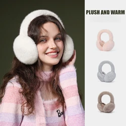 USPOP Warm Foldable Earmuffs for Women Windproof Faux Rabbit Fur Ear Covers with Added Fluff