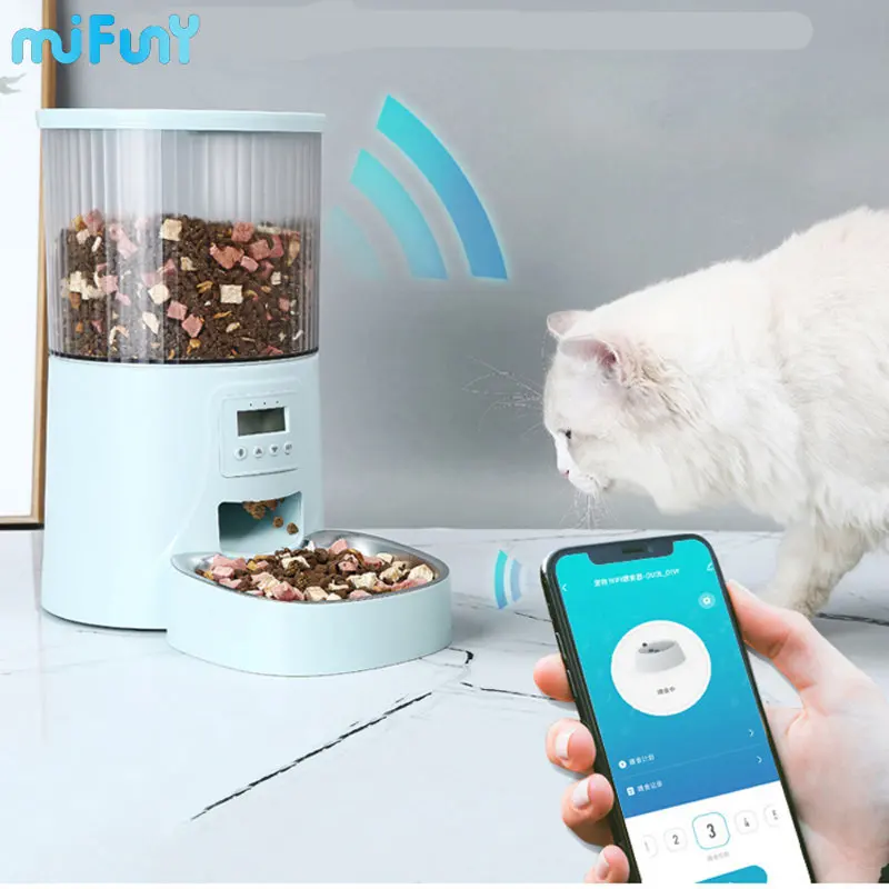 Mifuny Cat Automatic Feeders TUYA APP Smart Cat Food Dispenser Camera