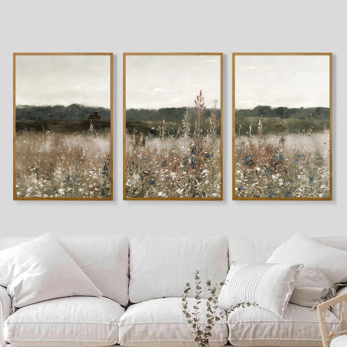 3 - Piece Wildflower Field Landscape Canvas Wall Art for Living Room ...