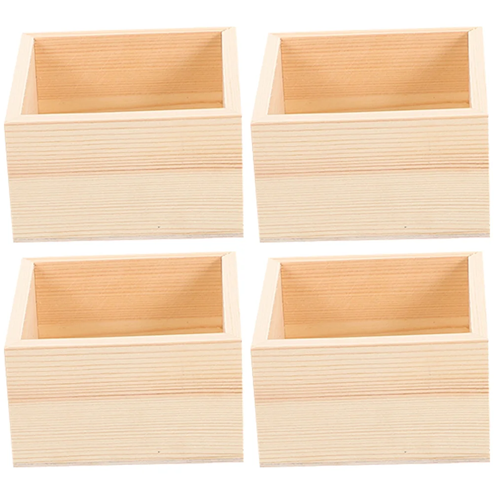 

4 Pcs Handicraft Wooden Box Vases Home Decor Boxes for Crafts Unfinished Crate Household Crates Decorative Large Centerpieces