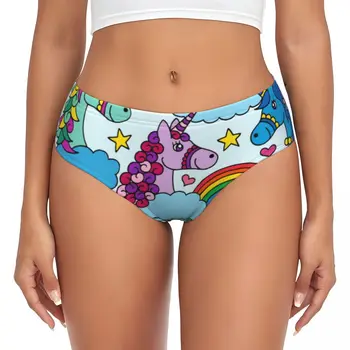 Biancheria intima traspirante con unicorni e arcobaleni da donna personalizzati