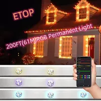 E-top 200ft Permanent Track Holiday Decorative Lighting DC12V Led Christmas Waterproof Gemstone Light RGB 30mm Point Pixel Light 1