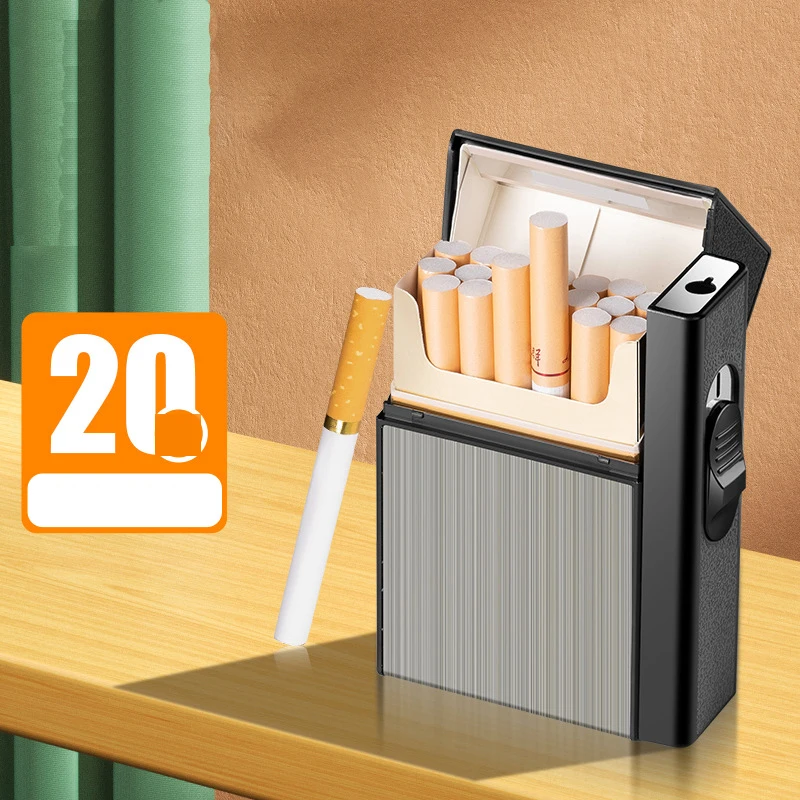 New Cigarette Case Lighter Integrated Detachable 20 Cigarette Case Butane  Windproof Straight Into The Lighter Men's Smoking - AliExpress