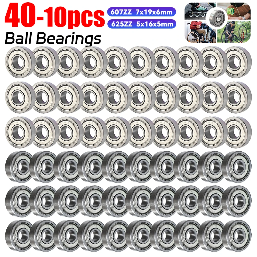 10-40pcs 625ZZ 607ZZ Deep Groove Ball Bearing 6*19*7/5*16*5 MM Double Shielded Miniature High-carbon Steel Single Row Bearings