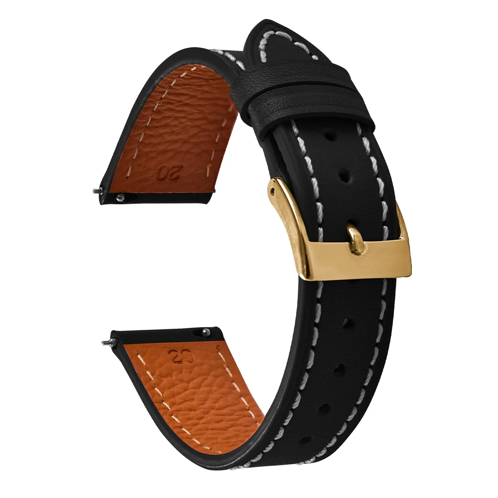 Universal Quick Release Smooth Leather Watch Strap - Skin-Friendly Wristband