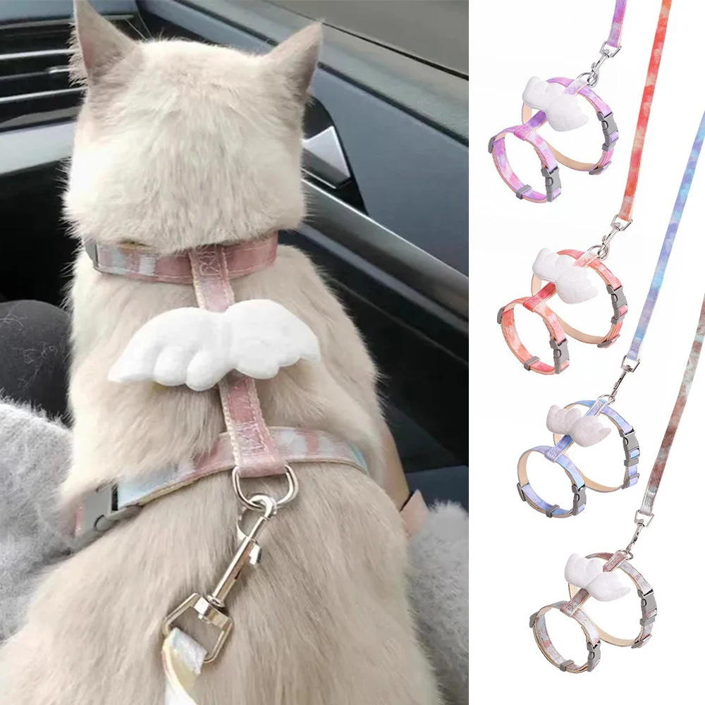 H-Type Cat Harness Vest - Escape-Proof Soft Kitten Harness With Leash Set, Adjustable Breathable Safety Vest For Indoor Outdoor_voghion.com