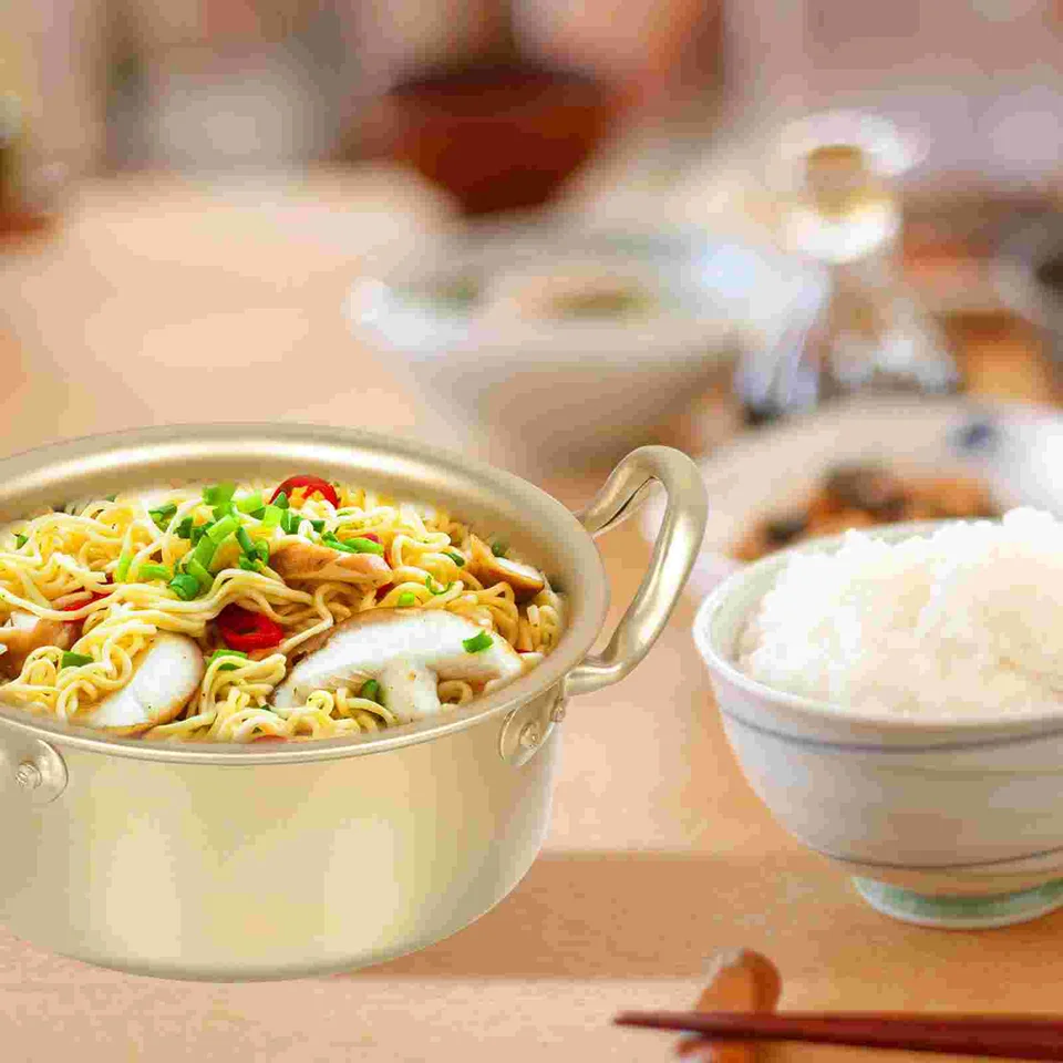 AIZYR Home Ramen Noodle Pot Large, Vaso Ramyun in Alluminio Tradizionale Coreano Pentole di Pasta Piccole Pentole con Coperchio per Campeggio