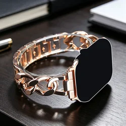 Elegant Fashion Chain Metal Watch Band Strap - 40 41mm(S11 10 42mm) (Rose gold)
