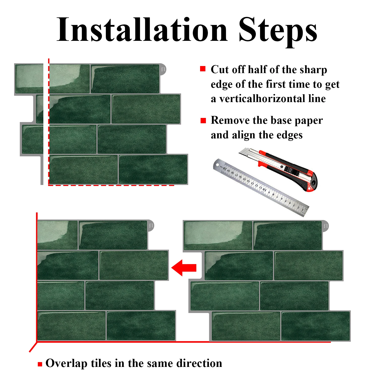 Large Waterproof 3D Peel & Stick Subway Tile Wallpaper