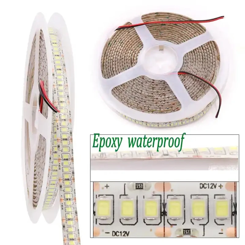 5m 22w LED 스트립 2835 240leds/m 1200 Led 12V 24V 유연한 테이프 120w IP65 IP67 방수 2700k 3000k 4000k 4500k 6000k 6500k