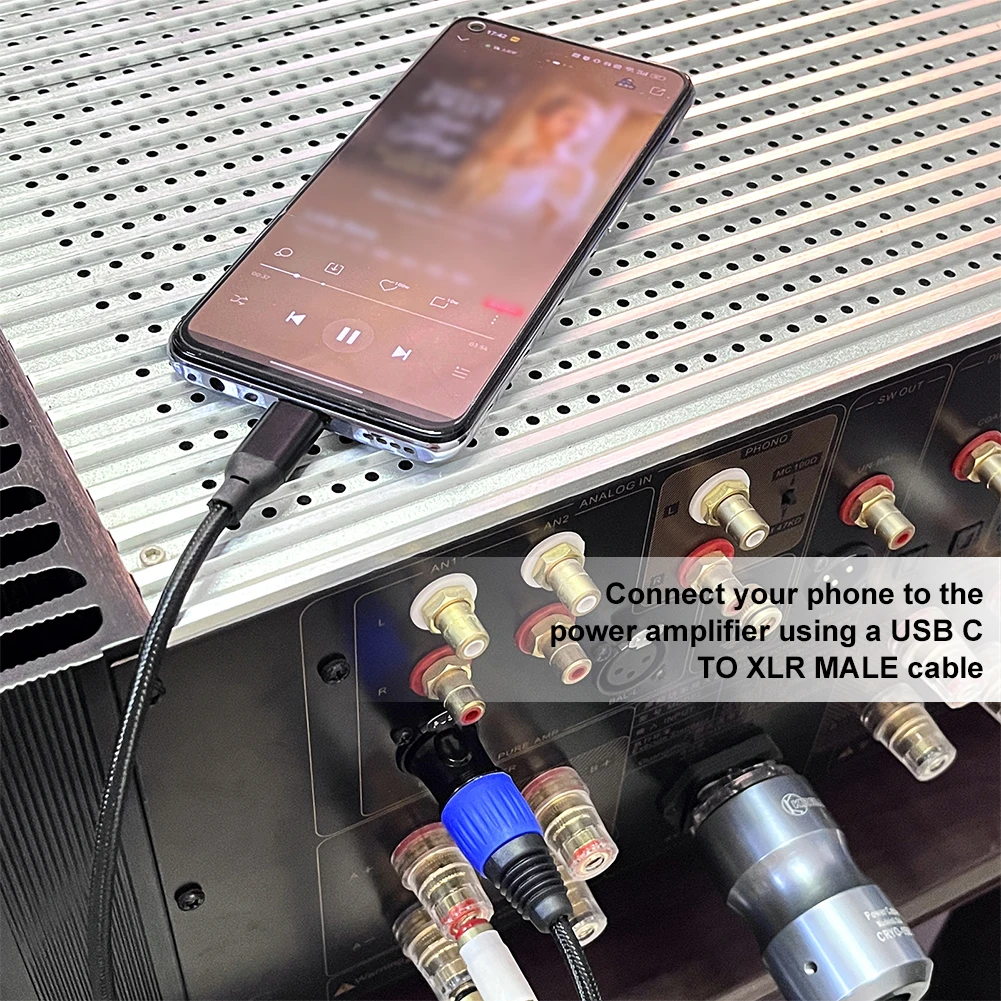 Type C To XLR Male Aux Audio Cable Plug and Play Type C To XLR Male Output Stereo Cord for Amplifier Speaker Mixer Console