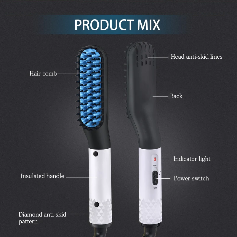 Portable Hot Straightening Brush for Hair Styling Hot Now Multifunctional 2 in 1 Hair Styler Electric Beard Straightener Brush 3