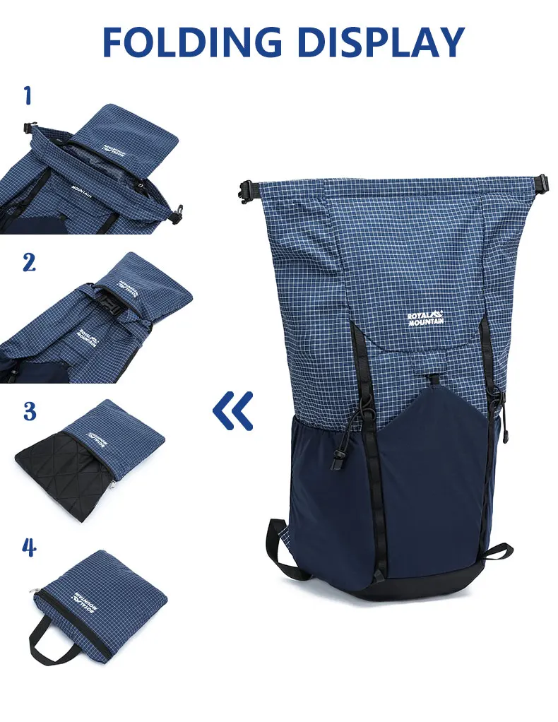 Royal Mountain Brandneuer 20L Faltbarer Leichtgewicht-Rucksack Geeignet für Wandern Tagesrucksack UHMWPE-Gewebe – Detail 2