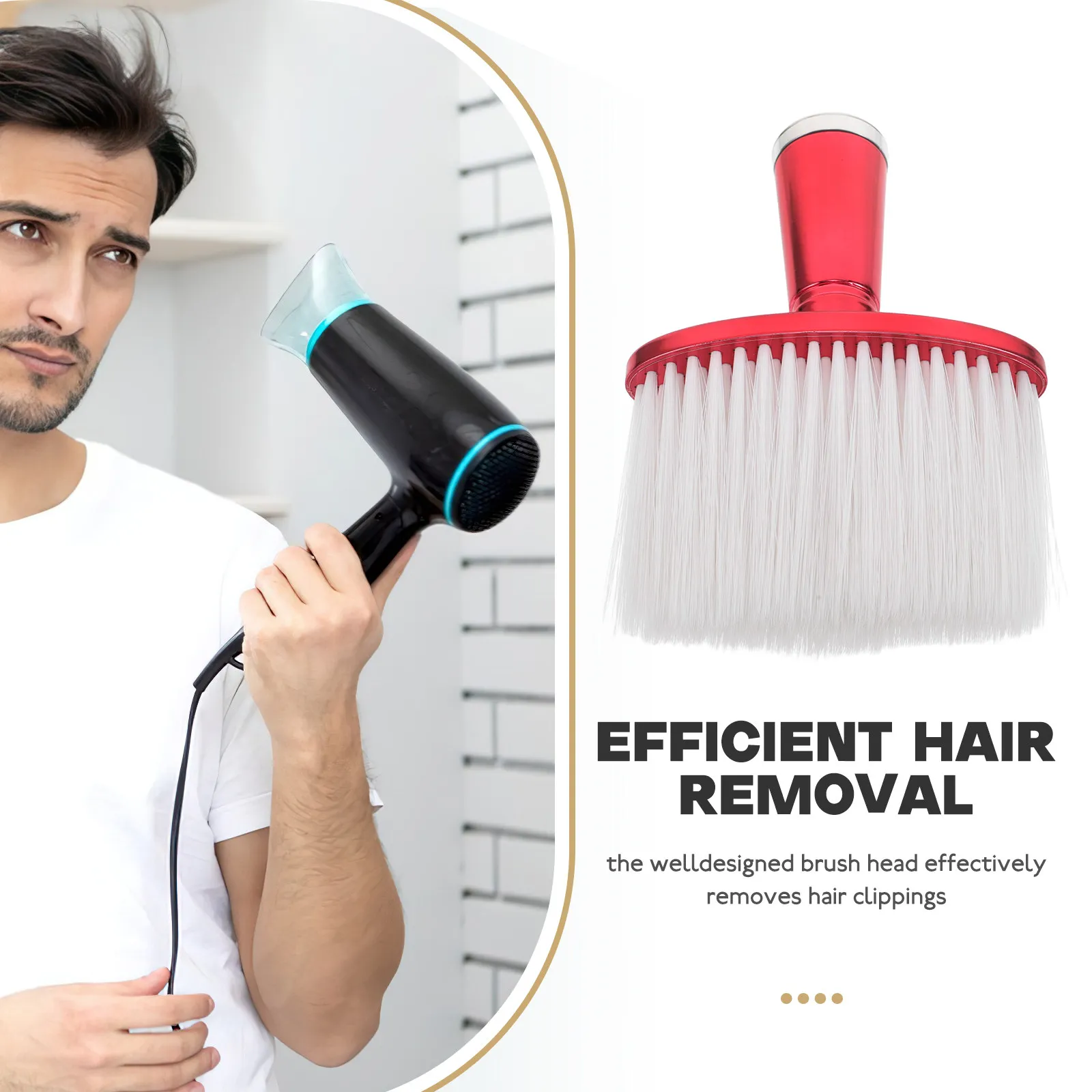 전기도금된 헤어 스위핑 브러쉬 부드러운 나일론 브러시 레드 전문 이발사 넥 더스터 이발 청소 헤어 브러쉬 스타일링