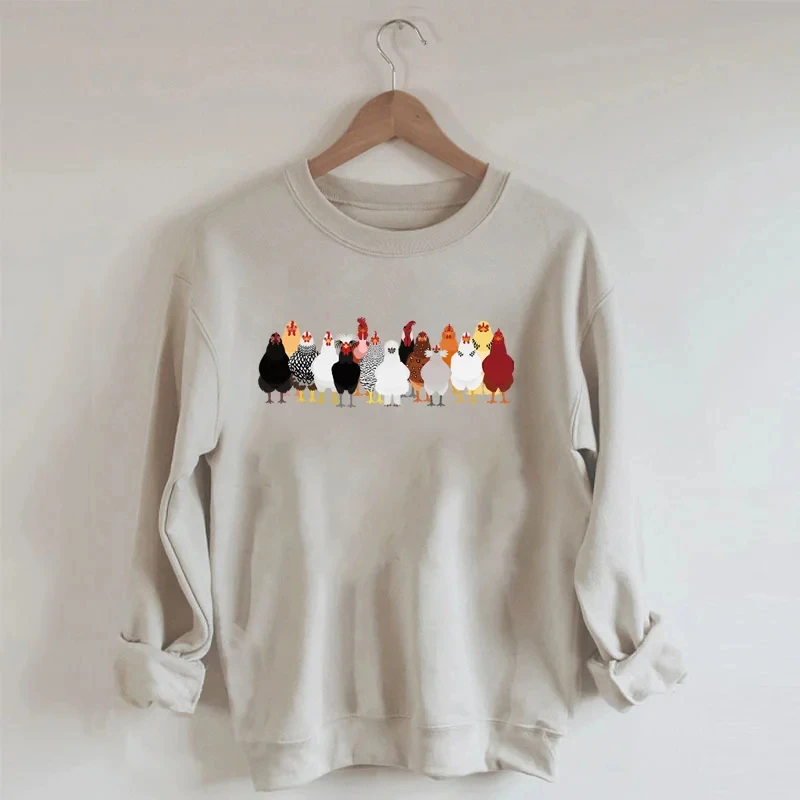 

Rheaclots Love Chickens Printed Long Sleeves Sweatshirt