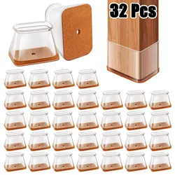 Silicone Furniture Pads - Non - Slip & Noise - Reducing Floor Protectors (32 - Pack) - XL (Transparent)