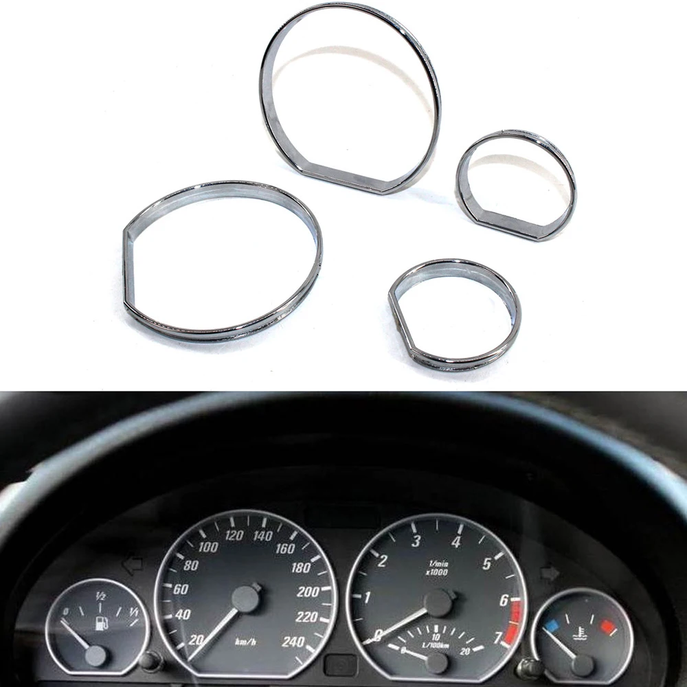 

For BMW E46 3 serie Front Instrument Panel 4pcs Trim Dial Ring Trim Decorative Frame Speedometer Stickers Car Interior Accessory