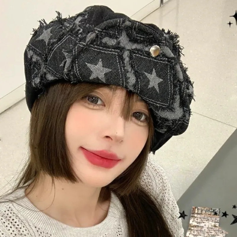 New Luxury Retro Autumn Winter Fashion For Women Ladies Octagonal Female  Cap Hat Bonnet Beret High Quality Denim Casual Warm - AliExpress