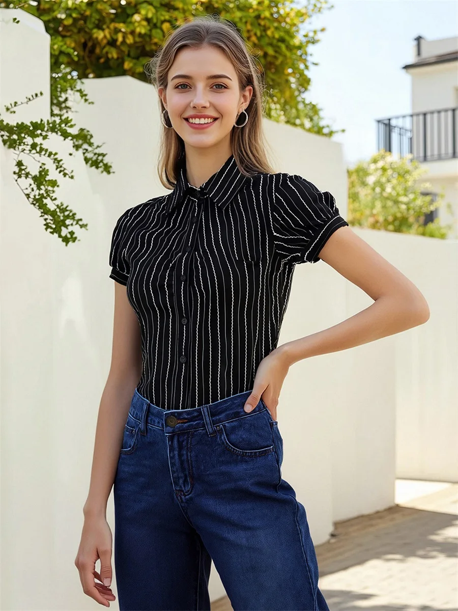 Women Floral Print Blouse Stylish Sleeveless V-Neck Button Down Casual Top with Ruffle Hem Fashionable Streetwear for Summer