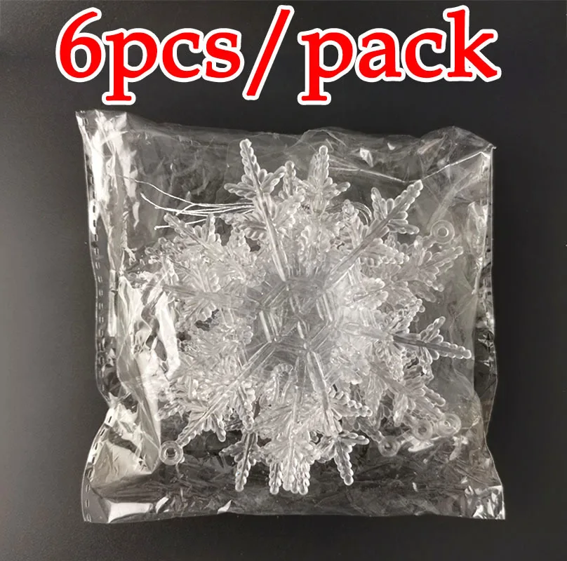 6Pcs/pack Christmas Tree Pendant Plastic Snowflake Decor Christmas Decorations for Handmade DIY Home Decoration