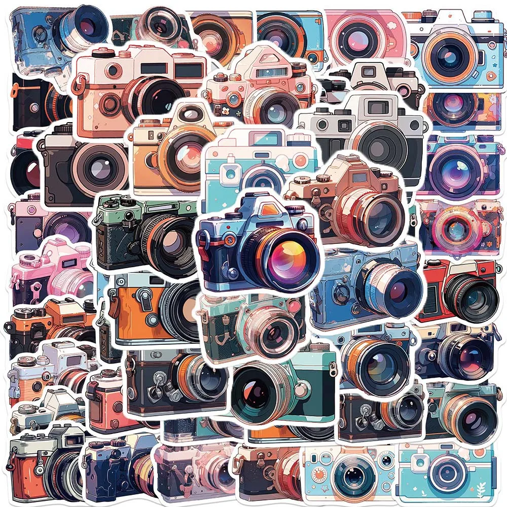 

10/50Pcs Cartoon Retro Camera Aesthetic Varied Sticker Pack for Kid Scrapbooking Skateboard Phone Car Decoration Graffiti Decals