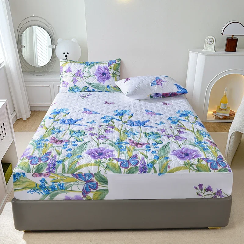 Eco-Friendly Butterfly Print Quilted Bed Mattress Cover Fitted Sheet - Cozy, Whimsical Touch for Your Bedroom Retreat 2