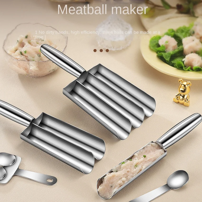 304 Stainless Steel Meatball Scoop, Fish Ball Making Mold, Non-Stick Meatball Maker Set, DIY Kitchen Cooking Tools