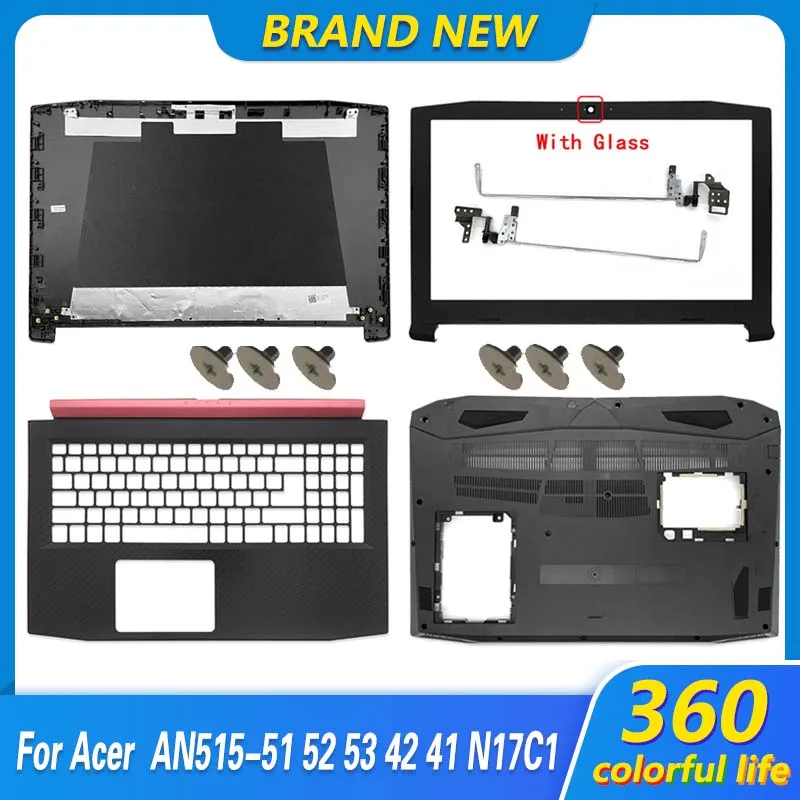 Nuovo per Acer Nitro 5 AN515-42 41 AN515-51 AN515-52 AN515-53 Laptop LCD Cover posteriore/lunetta anteriore/cerniere poggiapolsi viti inferiori