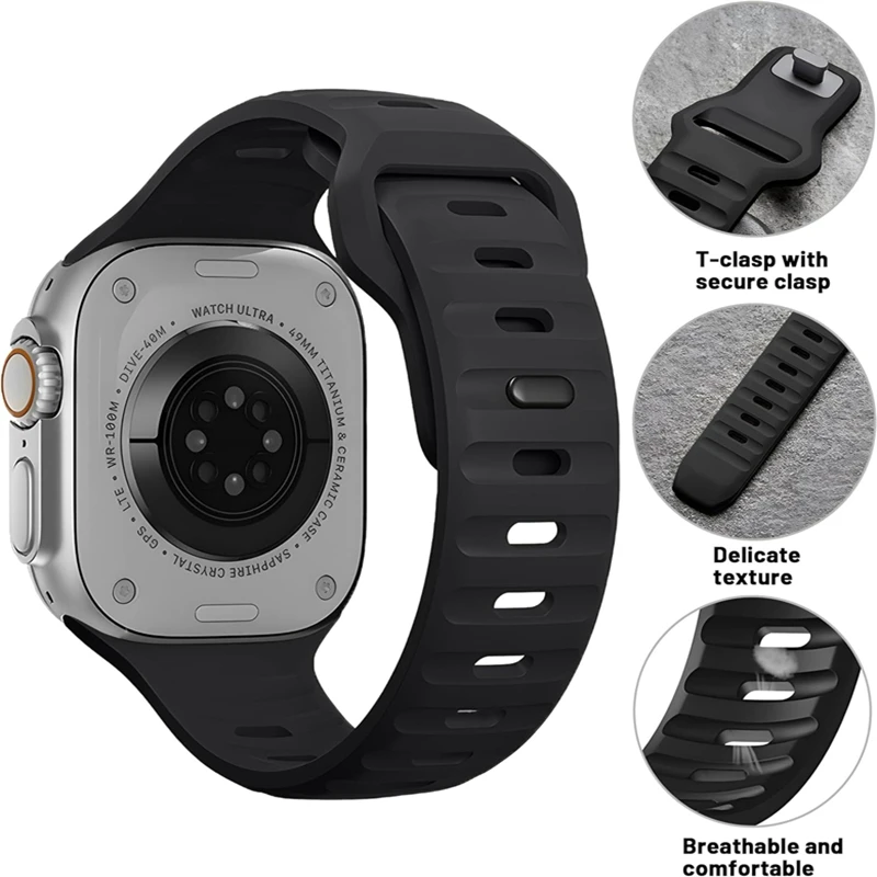 Sleek Silicone Watch Strap with Screen Protector Set