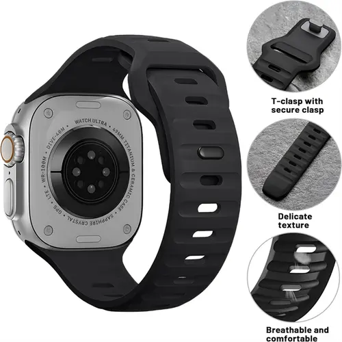 Silicone strap For Apple Watch 44mm 45mm 41mm 40mm Bracelet+Screen protectores Change to Ultra For iWatch Series 9 8 7 SE 6 5 3 - Image 2