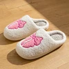 Fashion Cute Pretty Bow Women Slippers Indoor Winter Soft Sole Exquisite Warm Graceful Causal Dormitory Comfy Flat Cotton Shoes 5
