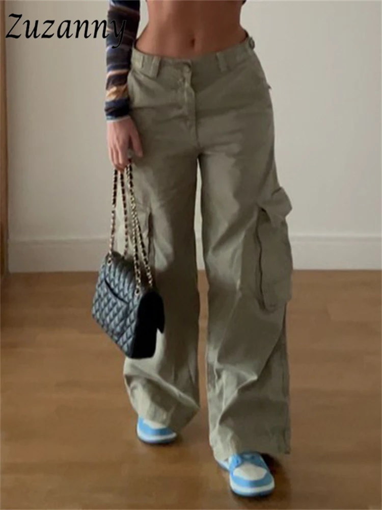 Zuzanny Vintage Low Waist Pocket Cargo Pants Women Autumn Winter Streetpants 2022 Y2k Fashion