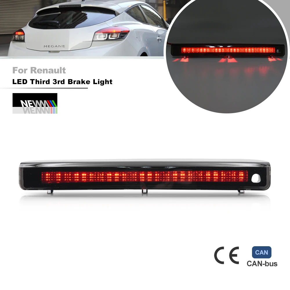 1X Wędzone Wysoko Montowane Światło Stop Dla Renault Megane Mk3 Hatchback 2008-2016, Błąd Canbus Bezpłatne Trzecie Światło Hamowania, Tylne Światła Ha