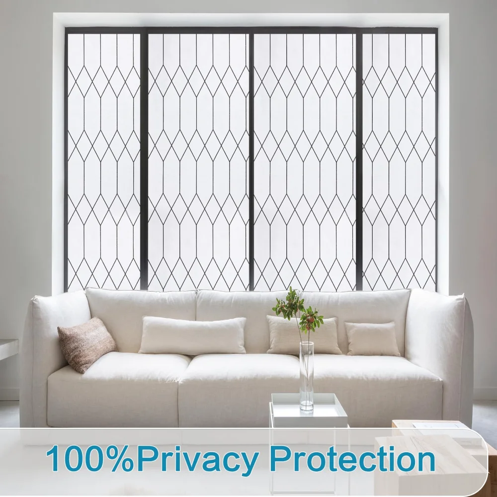 FANCY FIX Privacy Window Film White Frosted Window Film Static Adsorption Moroccan Lattice Decoration Sunscreen UV Protection