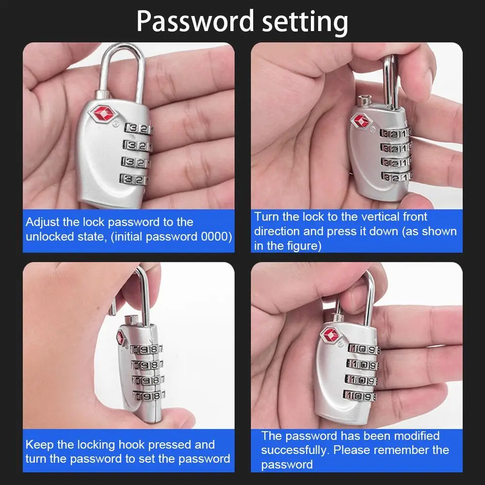 Description Picture 3 of itemHigh Security Portable Small Padlock TSA Customs Lock Padlock with Steel Cable Smart Combination Lock Customs Code Lock