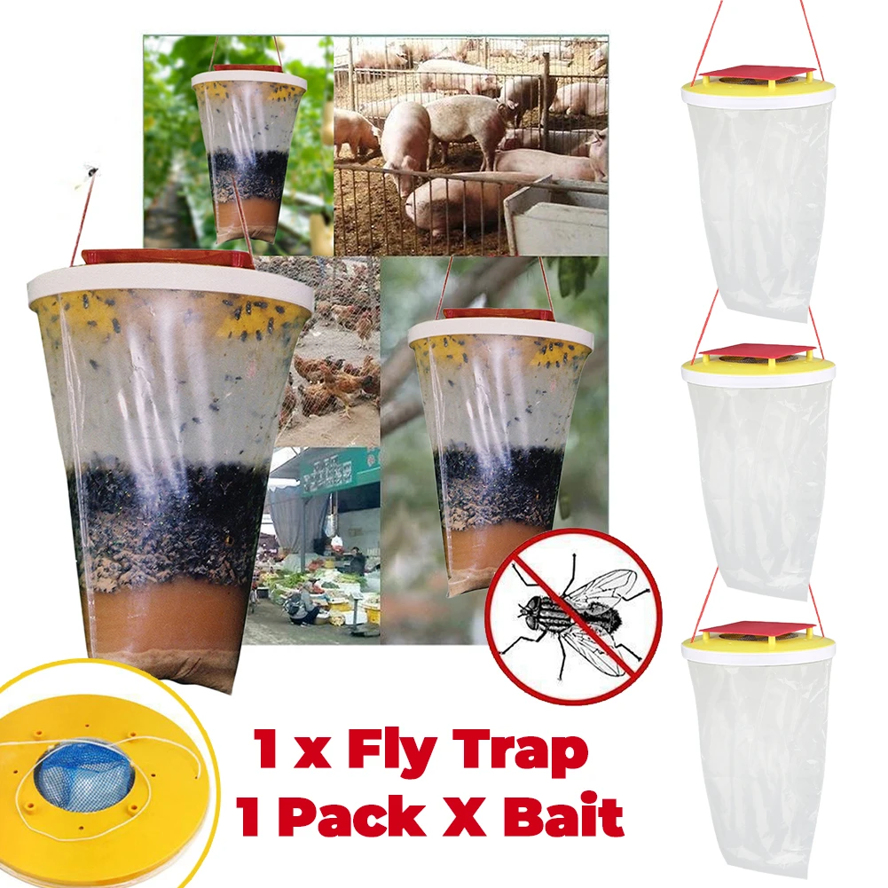 Fly Wasp Insect Bug Killer Disposable Flies Trap Non Toxic Flycatcher Bag with Bait for Parks/Canteens/Restaurants/Farms Outdoor