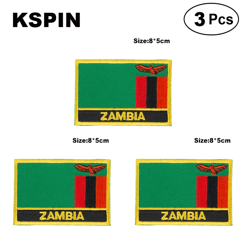 

Zambia Rectangular Shape Flag patches embroidered flag patches national flag patches for clothing DIY Decoration