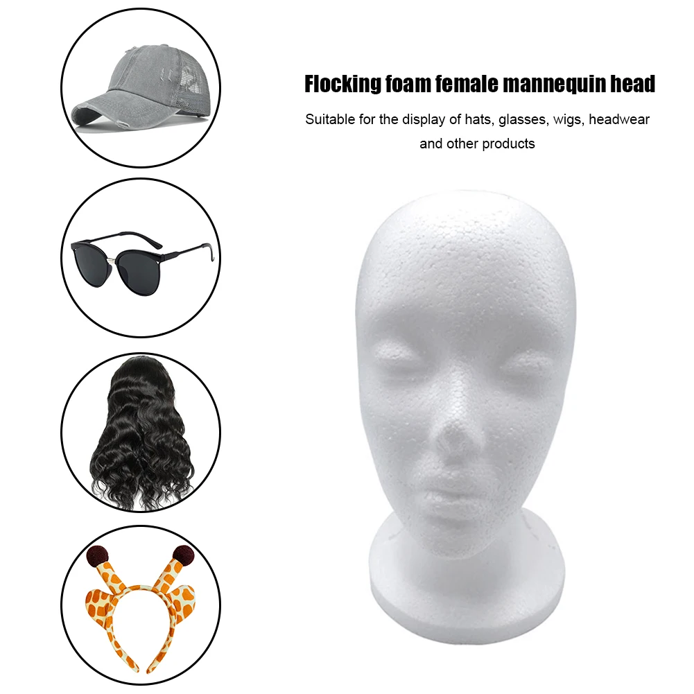 Description Picture 6 of itemFoam Female Mannequin Head Model Muli-function Hairdress Wigs Glasses Cap Display Holder Stand Photograph Prop