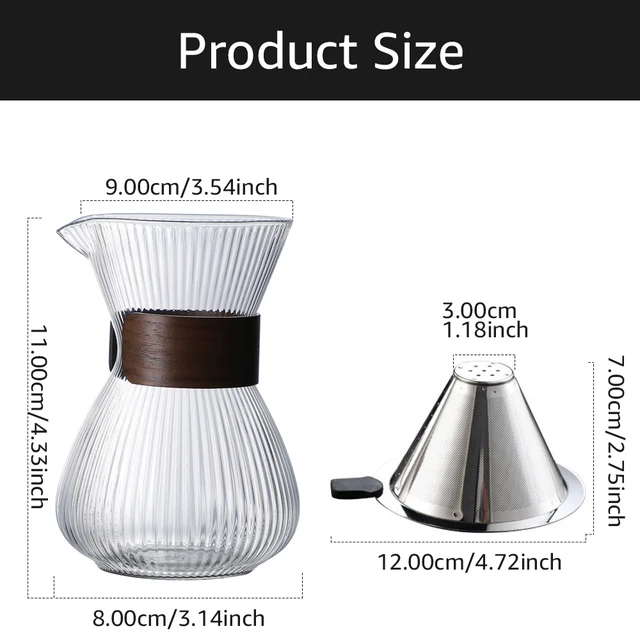 Glass Coffee Kettle with Stainless Steel Filter Drip Espresso Coffee Sharing Pot Coffee Pot Dripper Cafe Barista Tools 6