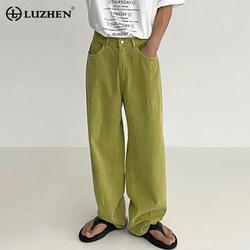 LUZHEN High Quality Fashion Elegant Loose Casual Straight Denim Pants Men's 2024 Spring New Trendy Street Jeans Korean 142d54