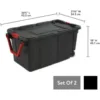 Set of 2 Black 40 Gallon Industrial Tote Plastic Bins with Wheels - Convenient Storage Solution 3