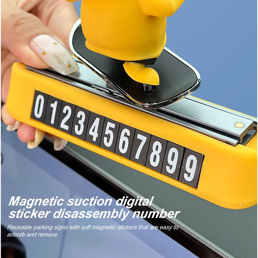 Dashboard Car Decorations Skateboard Bear Magnetic Parking Number Plate 3