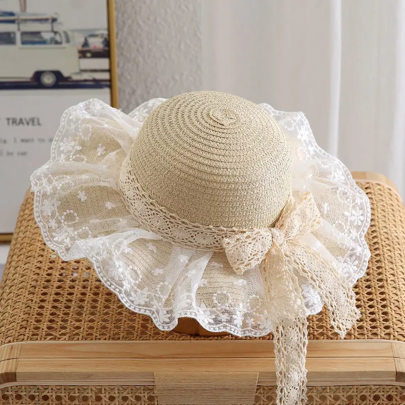 Kids Girls Baby Girl Straw Hat Baby Girl Straw Hat Ruffle Woven