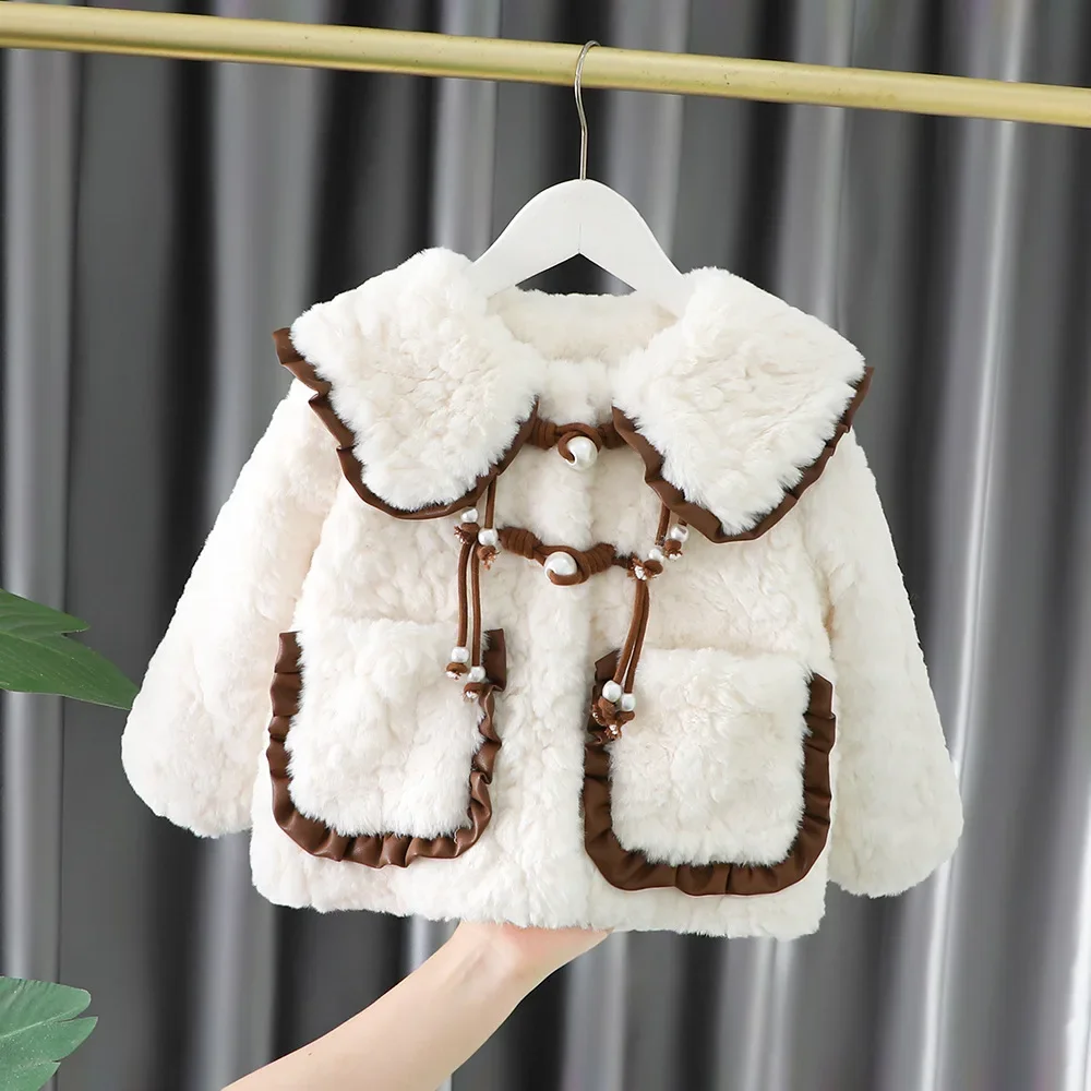 

80cm-120cm Girls Winter Coat Thicken Kids Coats Toddler Girl Padded Jacket Winter Clothes for Girls Velvet Soft 1 Years Old
