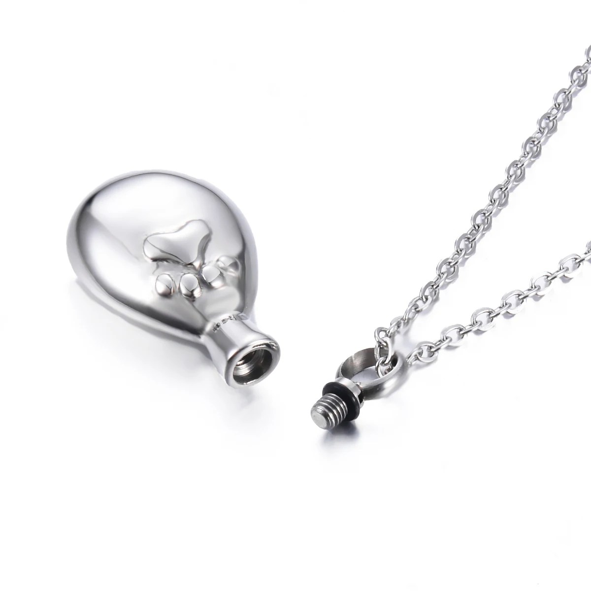 Drop Water with Paw Print Urn Necklace Stainless Steel Cremation Pendant For Ashes Keepsake Jewelry For Pet with funnel Knit 5