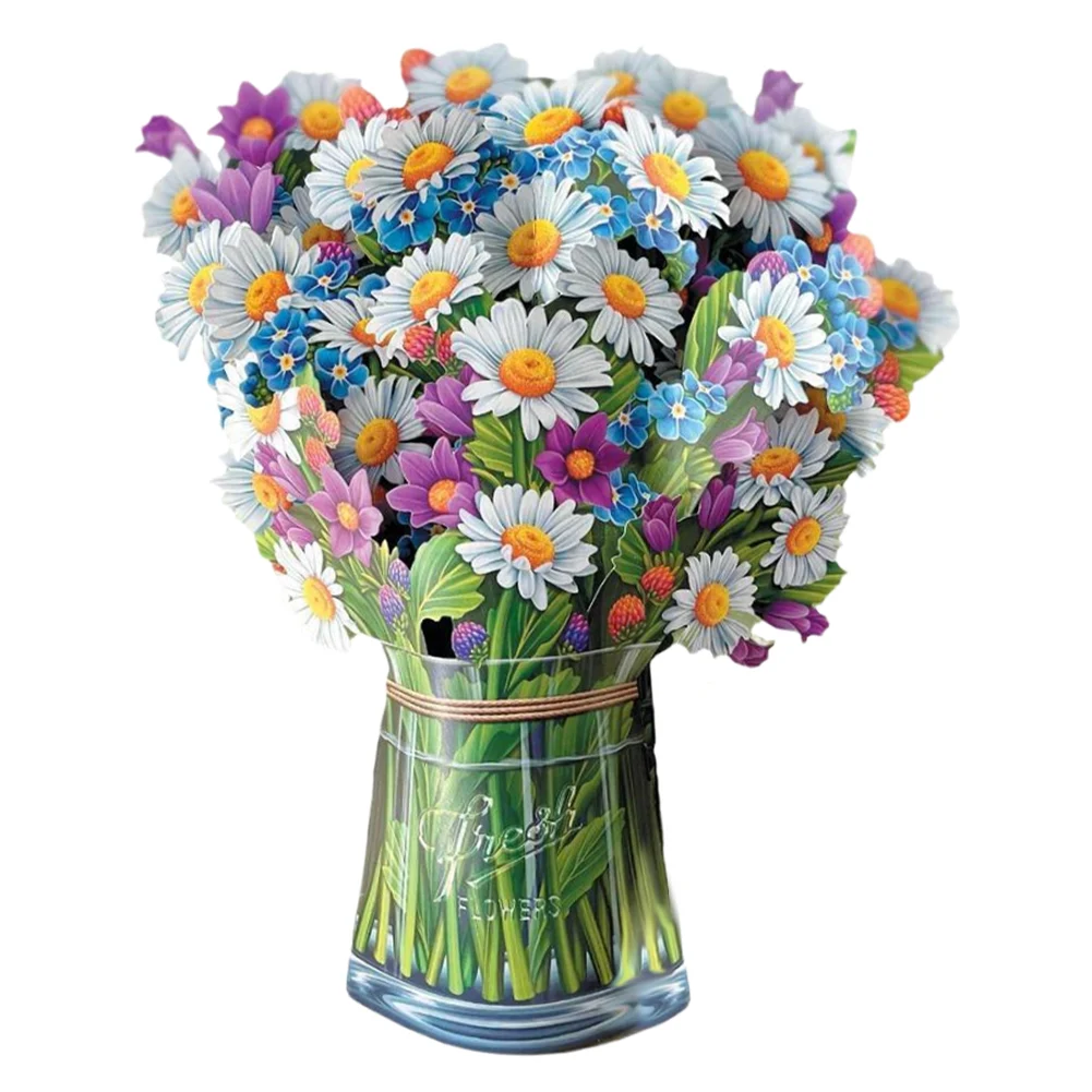 3D Pop Up Flower Greeting Card for Mothers Day Creative Multi-Style Bouquet Birthday Card Thank You Postcard for Birthday Easter greeting cards