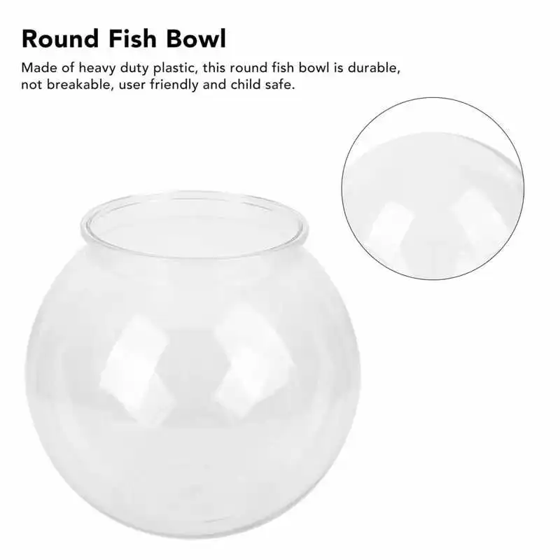 Heavy Duty Plastic Round Fish Bowl Style Break Proof Multipurpose Small