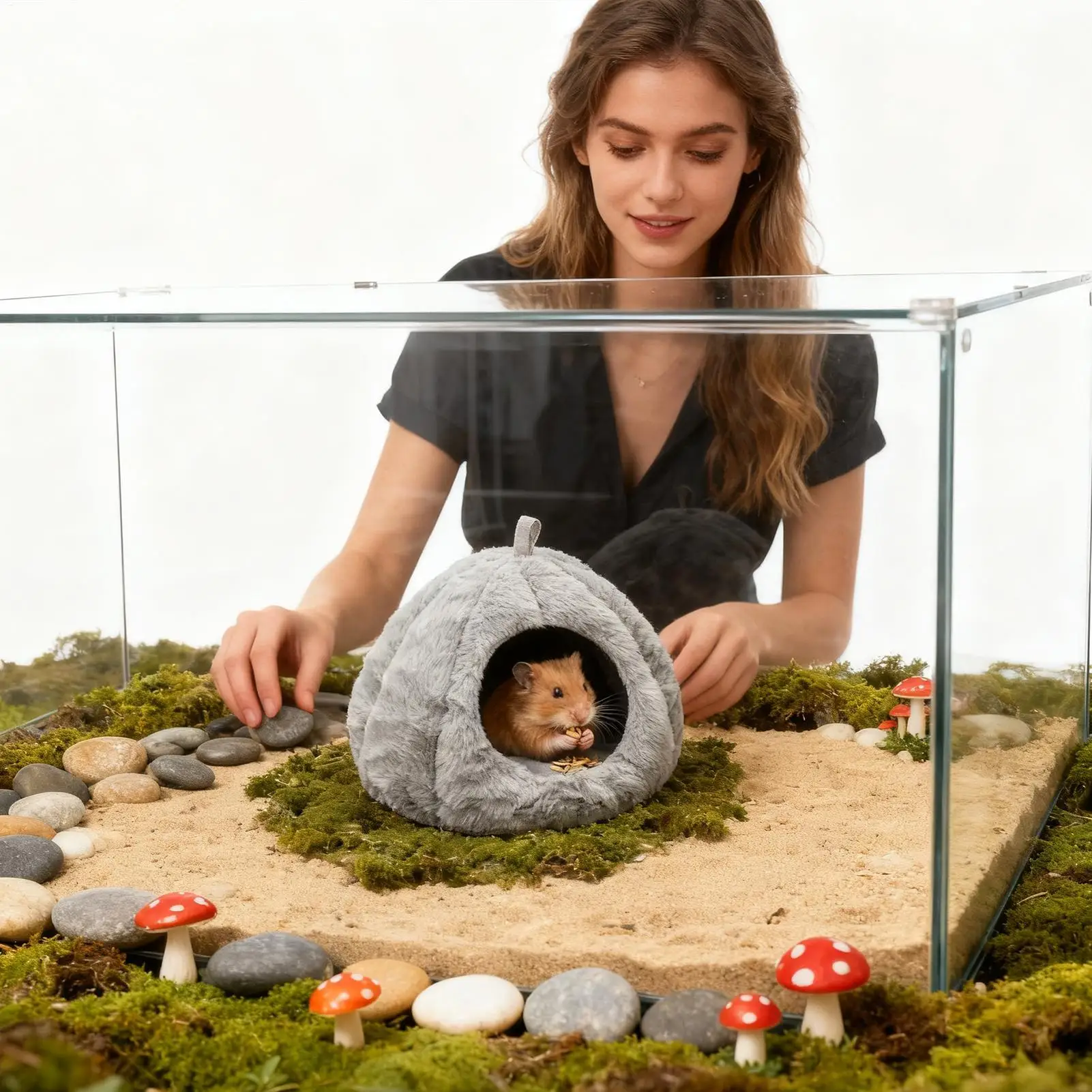 Hedgehog Bed Semi-enclosed Warm Plush Nest Hangable Thicken Plush Hamster Hedgehog Cave Bed For Chinchilla Small Animal Ferret