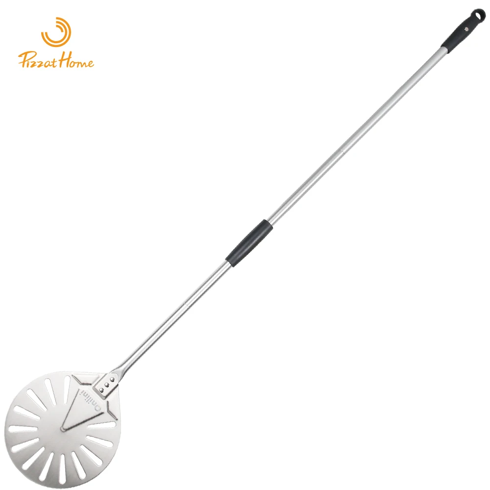 PizzAtHome 56 Inch Stainless Steel Turning Peel pizza peel Round Pizza Turning Shovel Removable Pizza Peel Paddle Long Tool