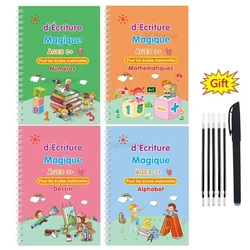 Montessori Magic Calligraphy Reusable Children's Handwriting Notebook - Set of 4 Arabic Books (French 4 books)